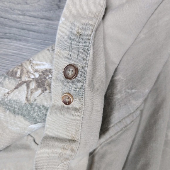 Bit Bridle Shirt Mens M Medium Tan Hunting Long Sleeve Button Outfitters - Picture 5 of 14